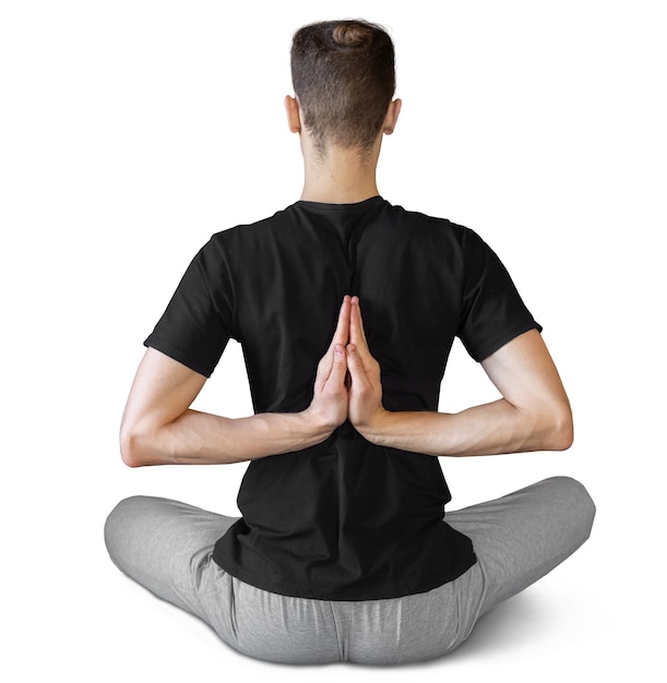 Free PSD young man doing a yoga position