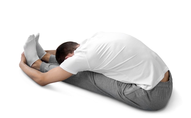 Free PSD young man doing a yoga position