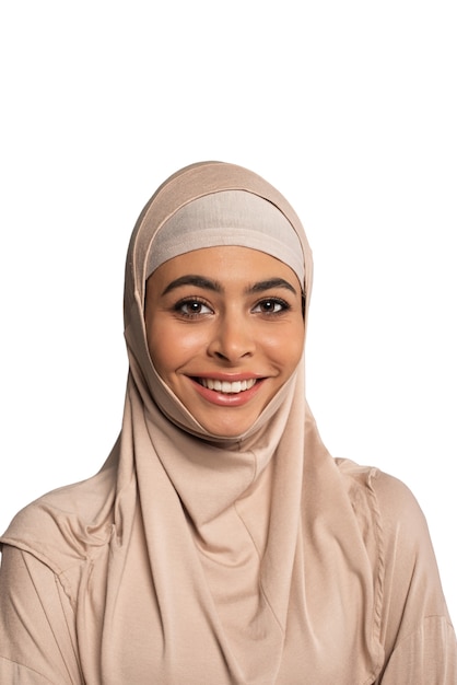 Free PSD young woman wearing hijab isolated