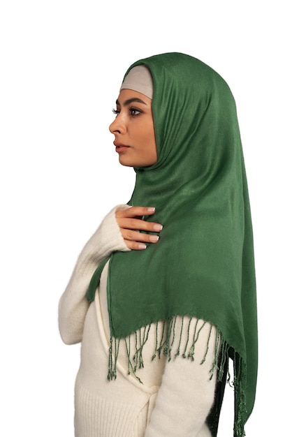 Free PSD young woman wearing hijab  isolated