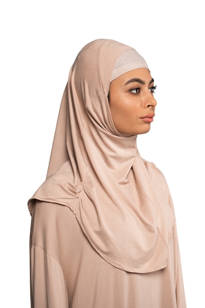 Free PSD young woman wearing hijab  isolated