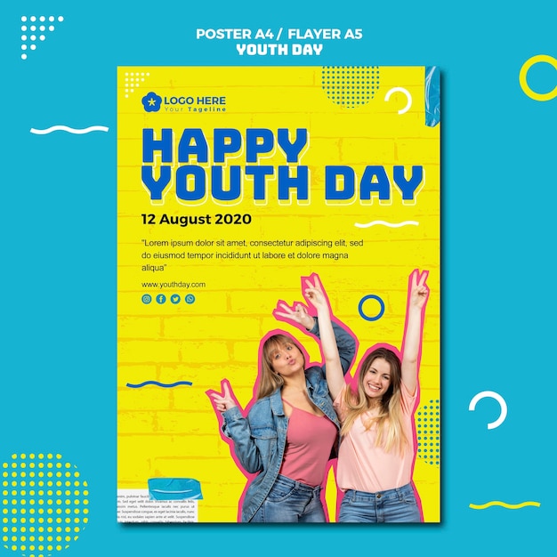 Free PSD youth day event flyer design