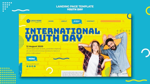 Free PSD youth day landing page design