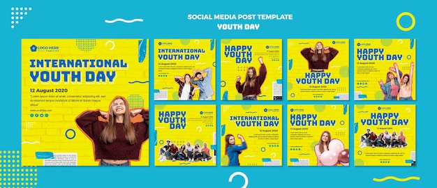 Free PSD youth day social media post template