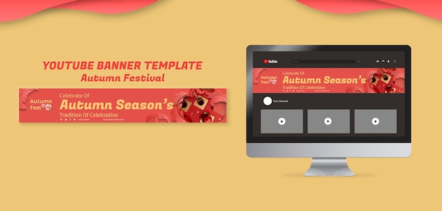 Youtube banner template for mid-autumn festival celebration