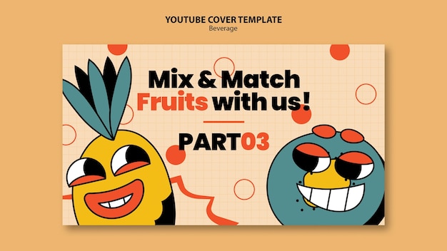 Free PSD youtube cover beverage characters design template