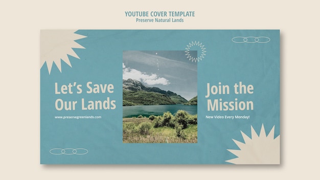 Free PSD youtube cover for nature preservation with landscape