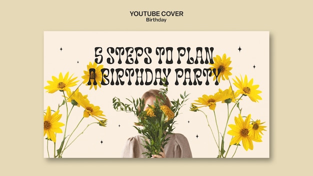 Free PSD youtube cover template for birthday party