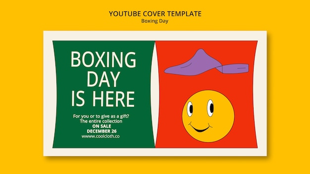 Free PSD youtube cover template for boxing day sales