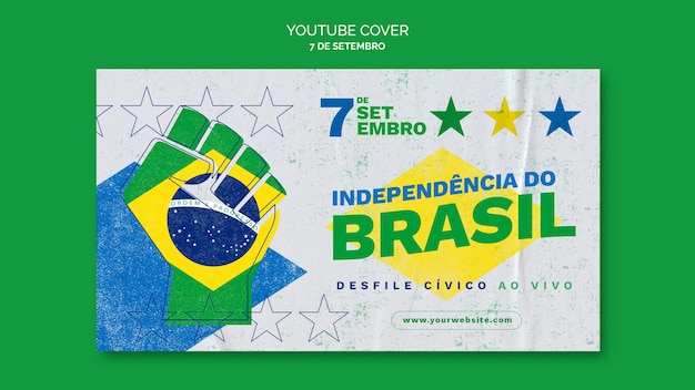 Free PSD youtube cover template for brazil independence day celebration