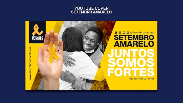 Free PSD youtube cover template for brazilian suicide prevention month awareness