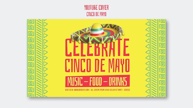 Youtube cover template for cinco de mayo celebration