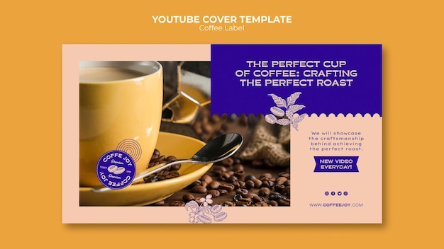 Free PSD youtube cover template for coffee label