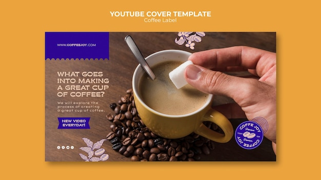 Free PSD youtube cover template for coffee label