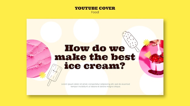 Free PSD youtube cover template for ice cream dessert