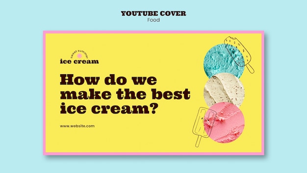 Free PSD youtube cover template for ice cream dessert