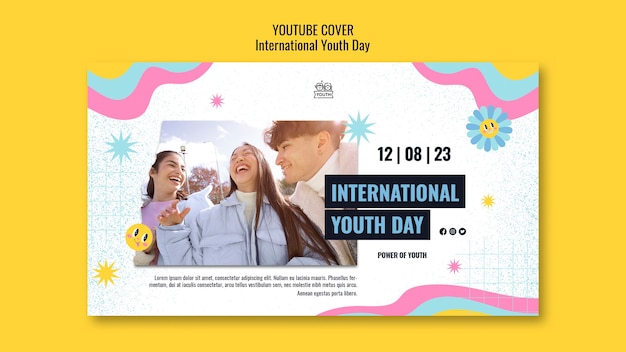 Free PSD youtube cover template for international youth day celebration