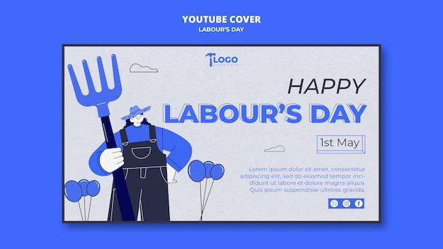 Free PSD youtube cover template for labor day celebration