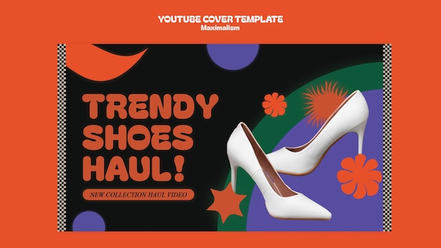 Free PSD youtube cover template in maximalism style