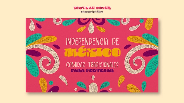 Free PSD youtube cover template for mexico independence celebration