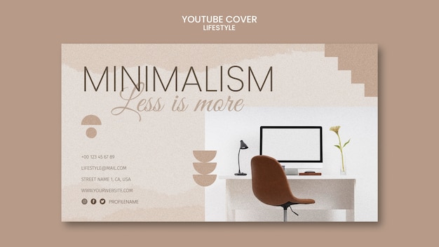 Free PSD youtube cover template for minimalistic interior design