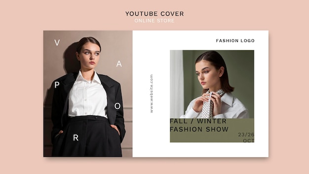 Free PSD youtube cover template for minimalistic online fashion store