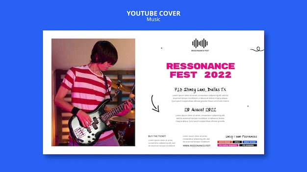 Free PSD youtube cover template for music festival