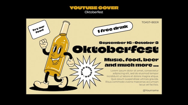 Free PSD youtube cover template for oktoberfest beer festival celebration