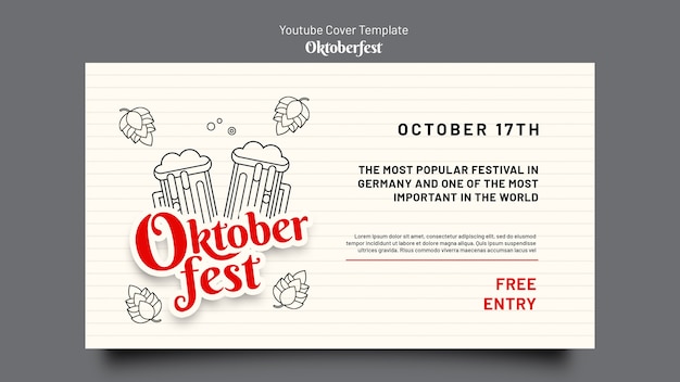 Free PSD youtube cover template for oktoberfest celebration