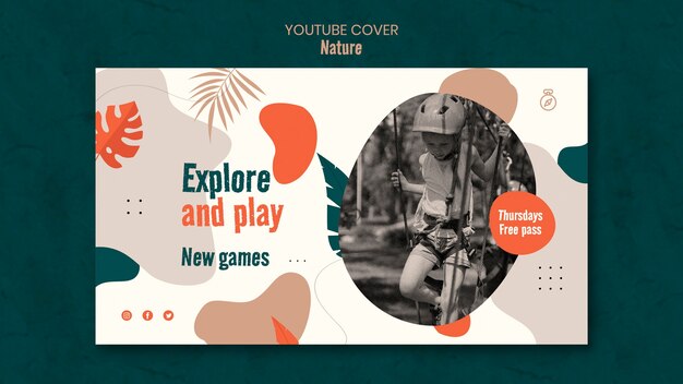 Youtube cover template for outdoors adventure with leaves