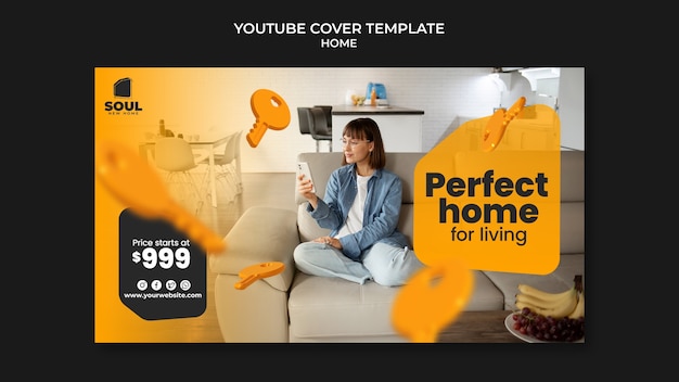 Free PSD youtube cover template for real estate new home