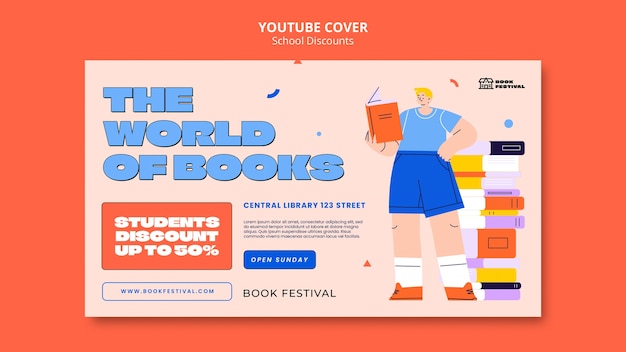 Free PSD youtube cover template for student discounts and sale