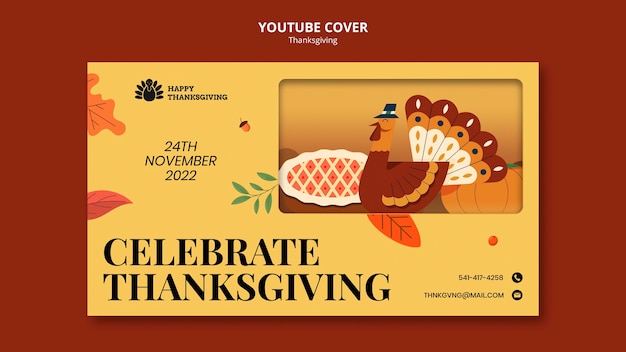 Free PSD youtube cover template for thanksgiving celebration