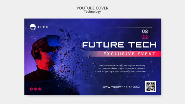 Youtube cover template for virtual reality technology