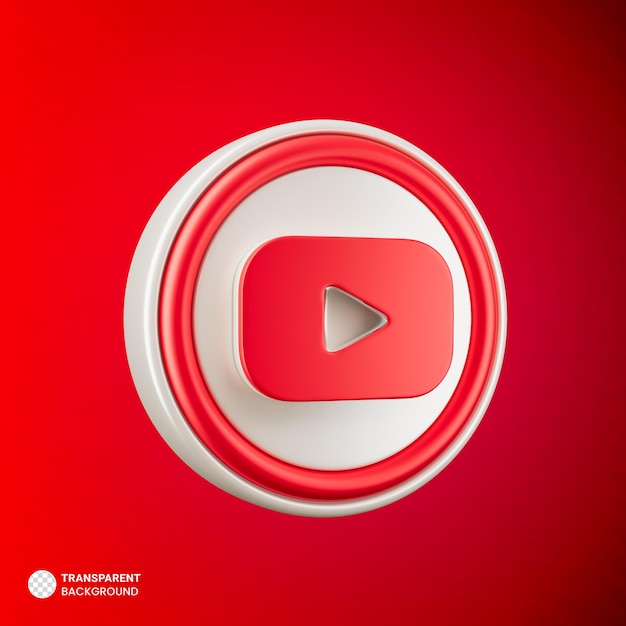 Free PSD youtube logo icon isolated 3d render illustration