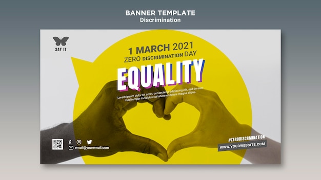 Free PSD zero discrimination day banner template with photo