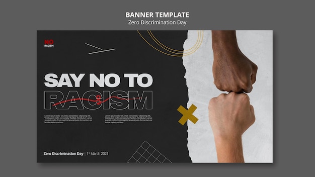 Free PSD zero discrimination day banner template with photo