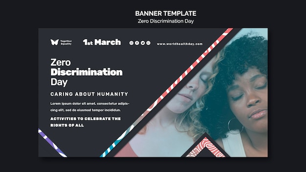 Free PSD zero discrimination day event banner template