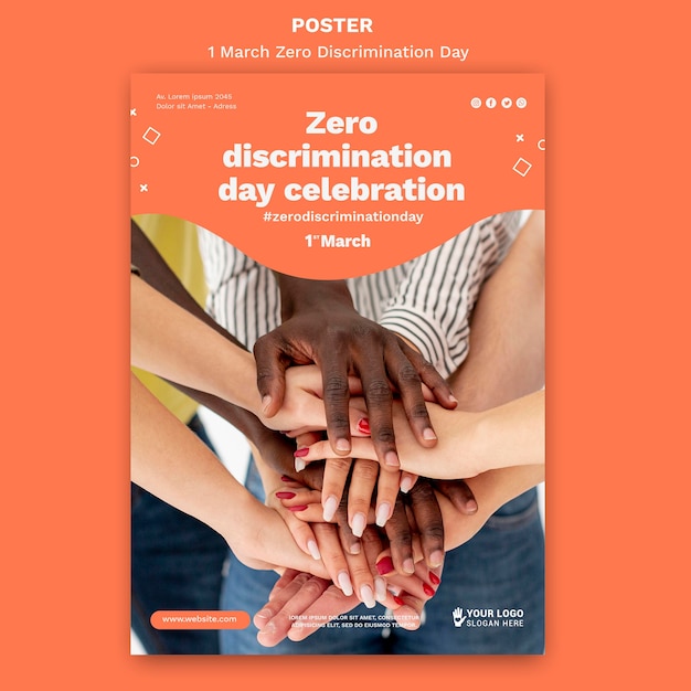 Zero discrimination day poster template with photo