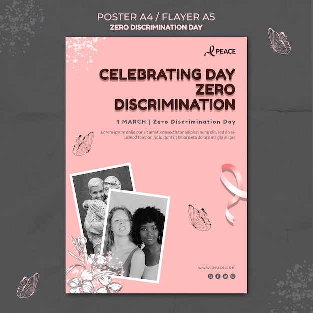 Free PSD zero discrimination day poster template