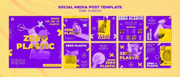 Zero plastic social media post design template