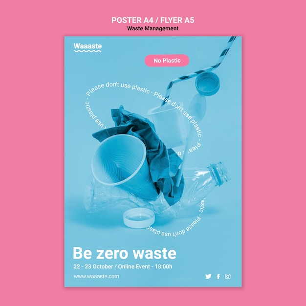 Free PSD zero plastic waste poster template