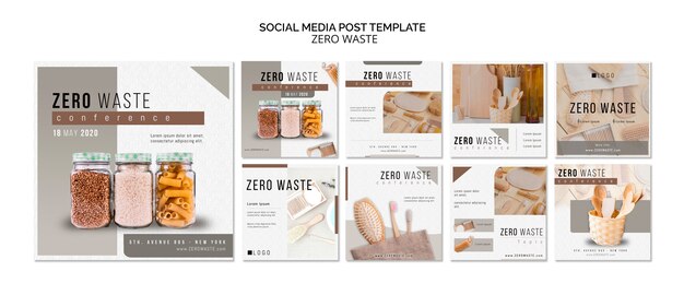 Zero waste social media posts template with photo