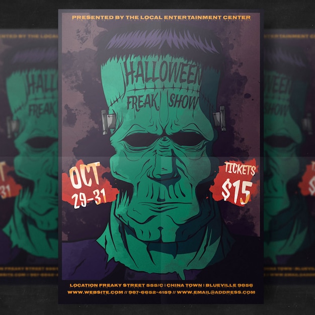 Free PSD zombie halloween party flyer template