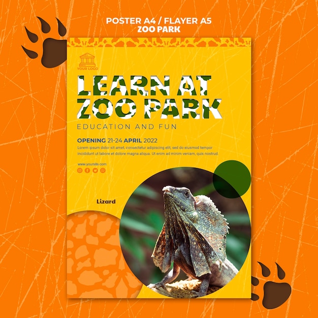 Free PSD zoo park flyer with photo