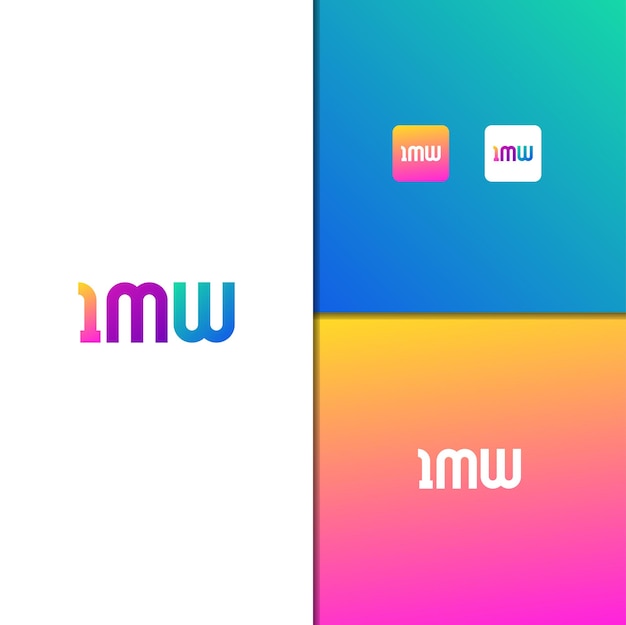 Free vector 1 letter m and letter w gradient font logo