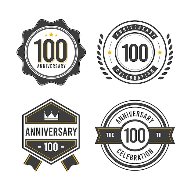 Free Vector 100 anniversary badge collection