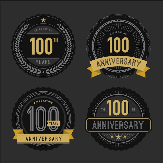 Free Vector 100 anniversary badge collection