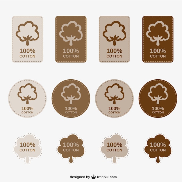 Free vector 100% cotton labels pack