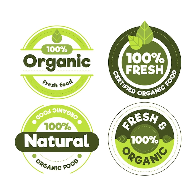 Free Vector 100% natural label collection